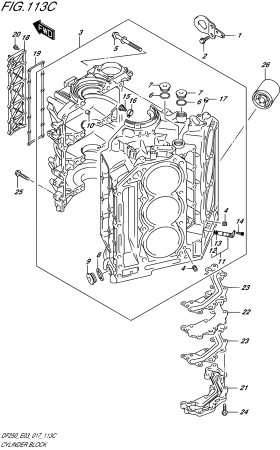 Блок цилиндров (Block set, cylinder Suzuki) 1130193J11000