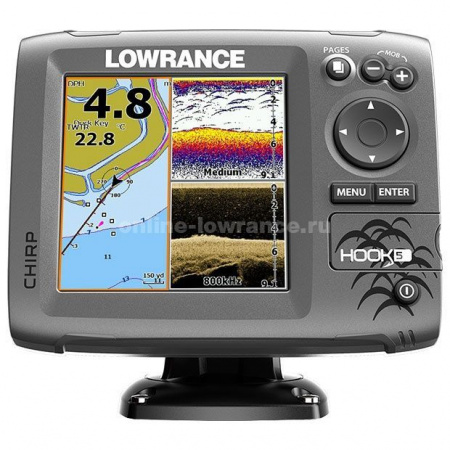 Картплоттер Lowrance Hook-5 с датчиком Mid/High/Downscan