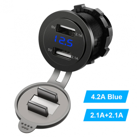 Разъем USB 5В 4.2А и вольтметр цифровой 5-30 В ALI1118S